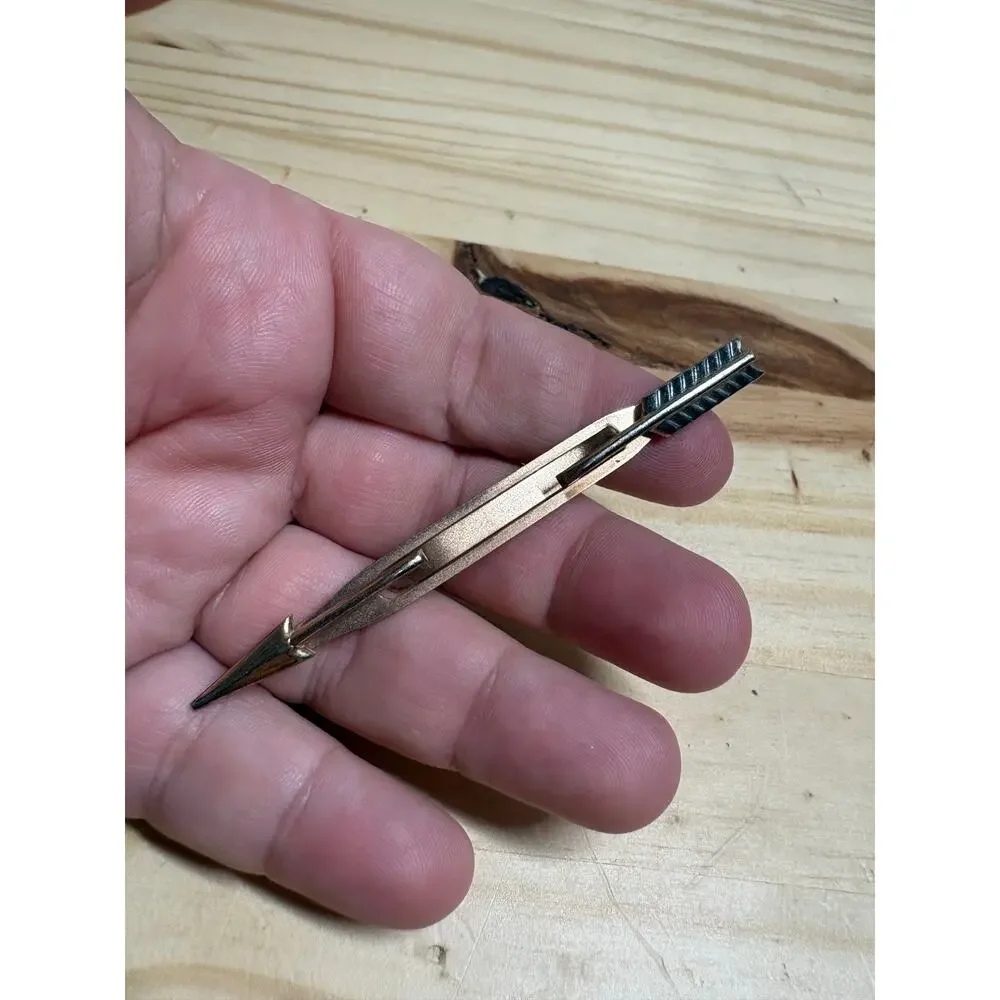 Swank Mens Arrow Spear Tie Clip Bar Gold Tone Mid Century Jewelry Vintage